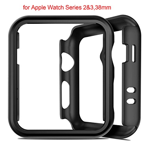 Apple Watch Case 38mm Series 3,Slim Shockproof Lightweight Rugged Polycarbonate Hard Protective Bumper Cover for 38mm Apple Watch Series 3/Series 2/Nike+/Hermes/Sport/Edition,2 Pack
