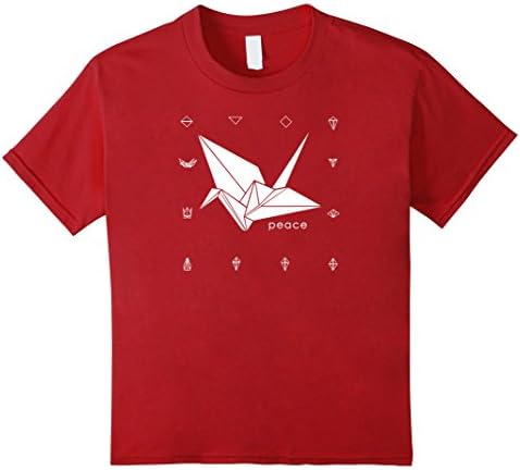 Kids Peace Origami Crane Japanese T-Shirt 8 Cranberry