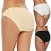 Ekouaer String Bikini Ladies Briefs Comfortable Underwear Knickers,Black/White/Beige(3 Pack),Large