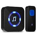 Wireless Doorbell Kit with 1 Receiver and 1 Remote Push Button, Operating at 1000 Ft with 55 Chimes, 5 Level Volume, Blue Strobe Light