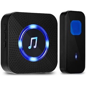 Wireless Doorbell Kit with 1 Receiver and 1 Remote Push Button, Operating at 1000 Ft with 55 Chimes, 5 Level Volume, Blue Strobe Light