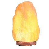 Himalayan Salt Lamps with Wood Base, Cozyswan Glow Hand Carved Natural Crystal Rock Salt Night Light with UL Listed Plug,Amber, 7 - 9-Inch for Lighting, Decoration and Air Purifying