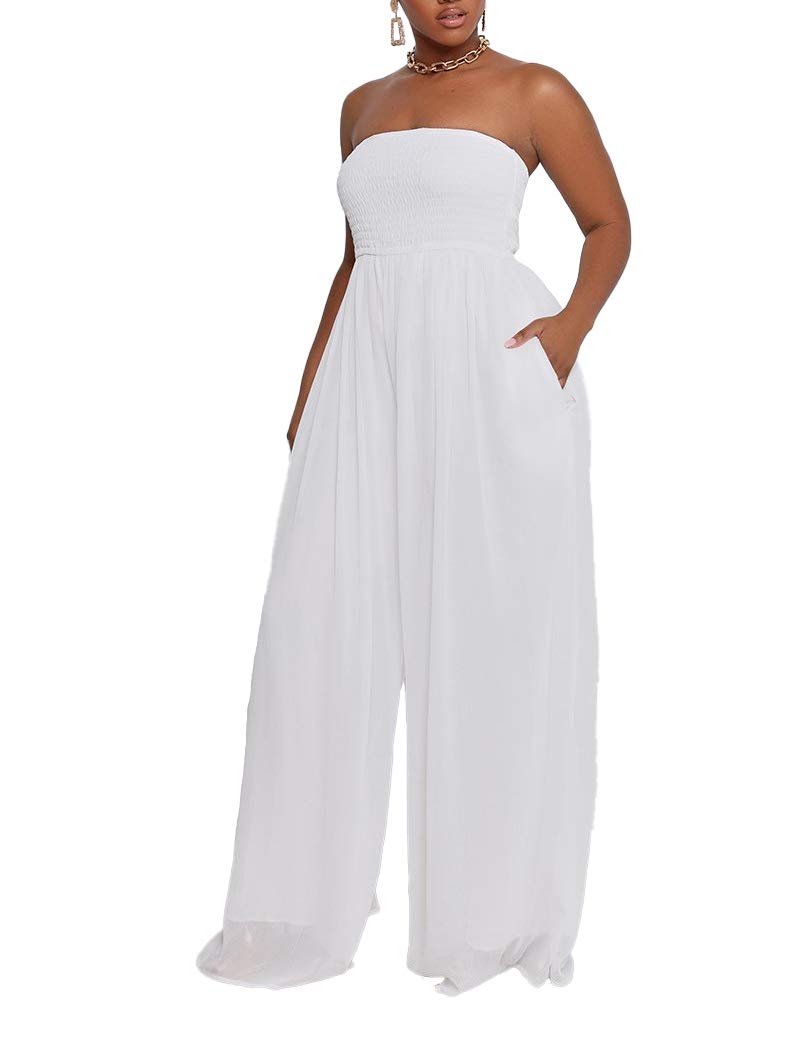 Strapless Ruched Tube Wide Leg Jumpsuit main image 1