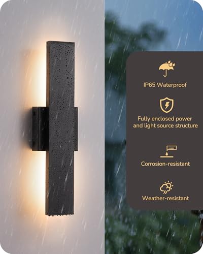 EDISHINE 2 Pack LED Outdoor Wall Lights Dimmable, 3CCT (3000K 4000K 5000K), 15.7'' Modern Black Exterior Light Fixtures, Waterproof Front Door Lights for Entrance, Hallway, Garage, Porch