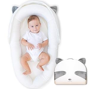 JERORAY-Baby-Lounger-Baby-Nest-Perfect for Newborns Infants Co-Sleeping and Travel,Cute Raccoon Design,Portable…