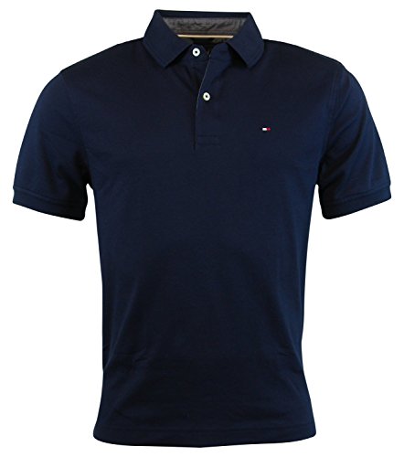 Tommy Hilfiger Mens Classic Fit Knit Cotton Polo Shirt - L - Navy