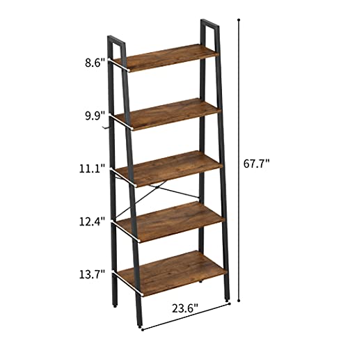 Cubicubi Ladder Shelf, 5Tier Bookshelf, Storage Rack Shelves, Plant