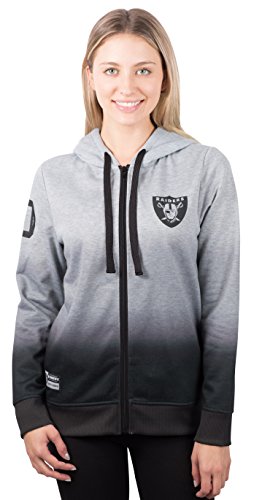 Icer Brands NFL Oakland Raiders Women's Full Zip Hoodie Sweatshirt Hombre Jacket, X-Large, Gray