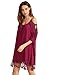 Milumia Women's Summer Cold Shoulder Crochet Lace Sleeve Loose Beach Dress Burgundy M