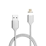 Netdot 2nd Generation Magnetic Braided USB Charging Cable for Samsung Galaxy S2 S3 S4 S6 , Note 2/3/4/5, LG G4 G3, Sony Xperia Z5 Premium/Compact etc (Silver)