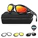 BELINOUS Safety Glasses, Polarized Motorcycle Riding Glasses Goggles Sunglasses Accessory for Men Women, 4 in 1 Copper Smoke Clear Yellow Lenses, Black Frame, Cycling Driving Hunting Fishing Shooting
