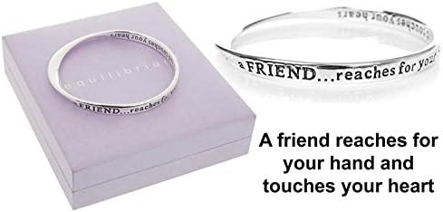 equilibrium Silver Plated Bangle With The Inscription - 'a FRIEND... reaches for your hand and touches your heart'' - Image 3
