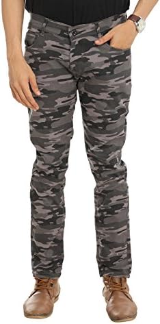 Nimegh Multi Colored Cotton Club Wear Casual Slim Fit Printed Cargo Jeans for Men's