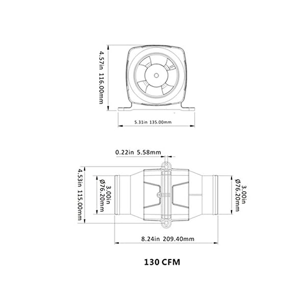 SEAFLO-3-Electric-In-Line-Marine-Bilge-Air-Blower-12V-130-CFM-220-CMH-Quiet-Boat-White SEAFLO-3-Electric-In-Line-Marine-Bilge-Air-Blower-12V-130-CFM-220-CMH-Quiet-Boat-White