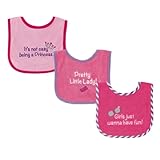 Luvable Friends 3 Piece Drooler Bib with Waterproof Backing for Girls