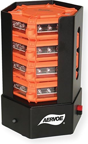 Aervoe 1161 Universal Road Flare Kit Mountable Charging Station, Red LED, Weather and Shock Resistant Rubber Housing, Light Range up to 1 Mile, 7 Flash Patterns, Orange Housing, Pack of 4 Flares