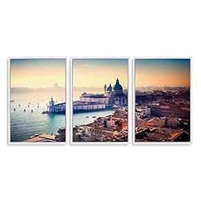 3 Piece Framed Canvas Wall Art for Living Room, Bedroom Italy City Landscape Canvas Prints for Modern Home Decoration Ready to Hang - 16"x24"x3 Panels