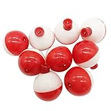 10pcs-50pcs/lot Hard ABS Fishing Bobbers Set Snap on Red/White Float Bobbers Push Button Round Buoy Floats Fishing Tackle Accessories Size:0.5/0.75/1/1.25/1.5/1.75/2 Inch