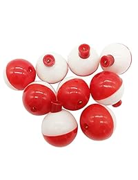 50pcs lot 7 presión de ABS duro pesca Bobbers Set de tamaño en flotador Bobbers pulsador redondo boya flotador Bobber rojo y white size: 0,5, 0,75 1 1,25 1,5 1,75 2 inch