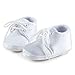 Delebao Baby Infant Lace Up Satin White Shoes Bootie Slippers Sneakers (6-9 Months, Shoes)
