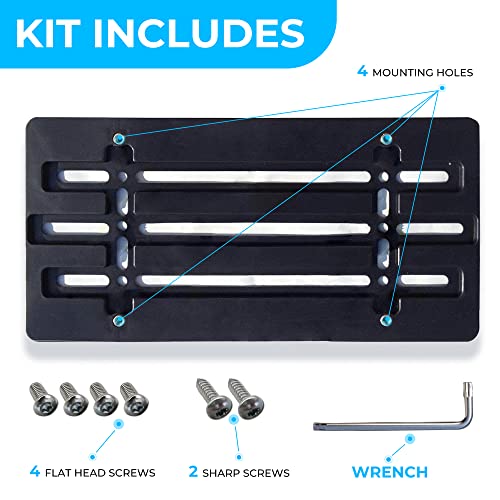 Universal Front Bumper License Plate Bracket, Plate Holder Set with 6