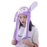 Debbieicy Lovely Costume Props Plush Bunny Hat Cute Animal with Movable Ears-Ideal Gift for Party and Celebrations (Purple Rabbit)