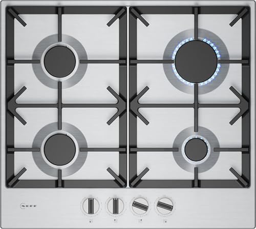 NEFF N70 T26CIP8N0 60cm Gas Hob, 4 Burners, Optimised FlameSelect, Silver