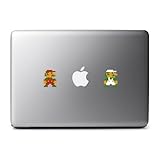 Retro 8-Bit Mario and Luigi Decals from Super Mario Brothers for MacBook, iPhone 5S, Samsung Galaxy S3 S4, Nexus, HTC One, Nokia Lumia, Blackberry