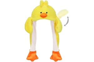 NAICHUO Plush Animal Hat with Moving Jumping Ears Pop Up Beating Hat Movable Dancing Cap for Kids Adult