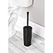 mDesign Slim Plastic Toilet Bowl Brush and Holder Set, Modern Compact Storage Organizer Cleaner Scrubber for Toilet - Heavy Duty Cleaning Plunger for Bathroom, Aura Collection - Black
