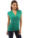 PattyBoutik Women's Ruched V Neck Sleeveless Blouse