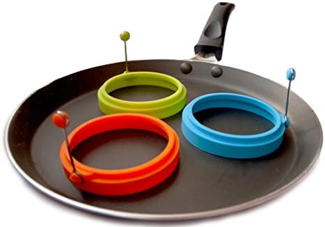 Kembar 3-Piece Non Stick Silicone Egg and Pancake Rings, 4-Inch