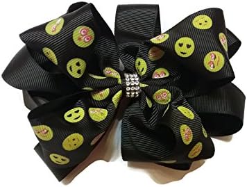 Bling Bling Emoji Hair Bow - (Black)