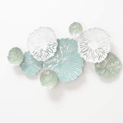 Amazon.de: Home Collection Metall Wandobjekt Kreise türkis weiß B68cm