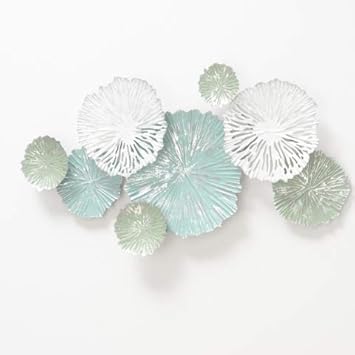 Amazon.de: Home Collection Metall Wandobjekt Kreise türkis weiß B68cm