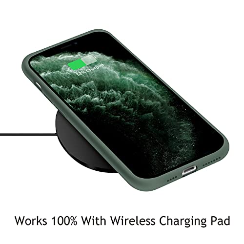 OUXUL iPhone 11 Pro Max Case, Slim Liquid Silicone Phone Case, 6.5 Inch Full Body Microfiber Lining Protective Cover (Forest Green)