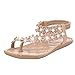 Gaorui Women Ladies Beach Bohemia Sandals Slingback Ankle Strap Slingback Rhinestone Flower Flats Thong Slipper