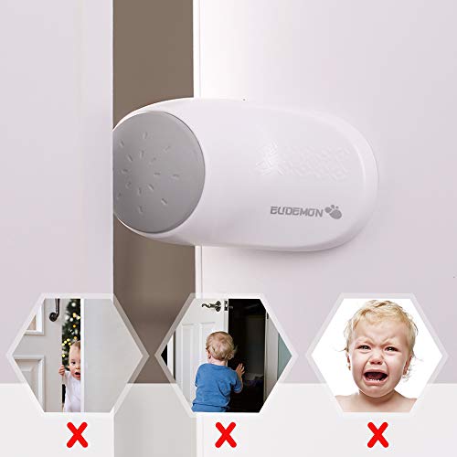 EUDEMON (4 Pack,White) Adjustable Door Guard Door Stop, Finger Pinch Guard,Revolving Door Stopper for Child Proofing, Pet Door Stopper,Easy to Install and Use 3M VHB Adhesive, no Tools Need