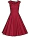 MUXXN Women's 1950s Vintage Retro Capshoulder Party Swing Dress (L, Burgundy)
