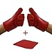 Elbee Home Professional Silicone Oven Mitts Set, Durable and Heat Resistant, Soft Quilted Interior, Include Pot Holder Pad, Red