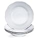 Y YHY 15 Ounces Porcelain Pasta, Soup Bowls, 9 Inches Salad Bowl Set, White and Shallow, Set of 4, Scallop Design