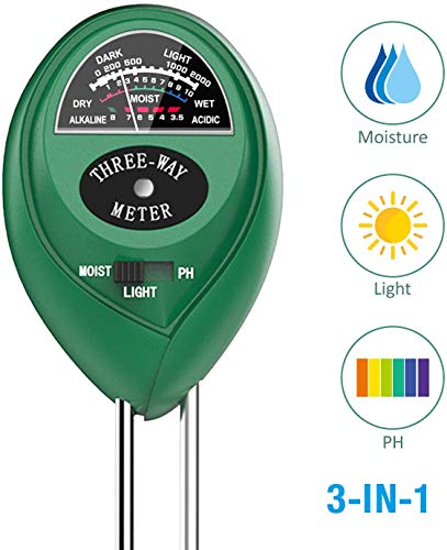 Verfanny Soil pH Meter, 3-in-1 Soil Tester Kits with Moisture,Light and PH Test for Garden, Farm, Lawn, Indoor & Outdoor (No Battery Needed) (Green)