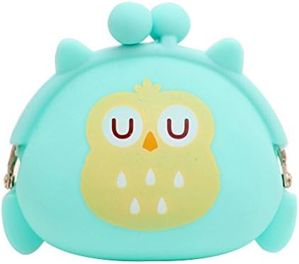 HYJM Girl's Cute Cartoon Owl Silicone Jelly Wallet Keys Pouch Coin Purse (Green )