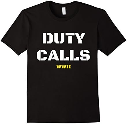 Mens Funny Duty Calls WWII T-Shirt Gift Large Black