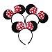 CHuangQi 12pcs Mouse Ears Solid Black and Red Bow Headband for Boys and Girls Birthday Party Celebration or Event