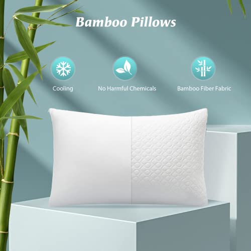 Rainmr Queen Size Bed Pillow for Sleeping Shredded Memory Foam Bamboo