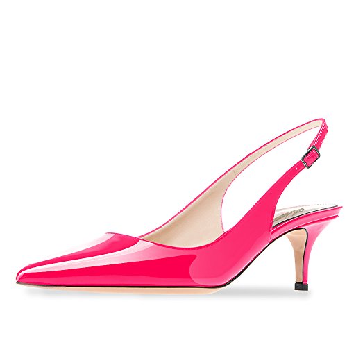 Modemoven Women's Peach Patent Leather Pointed Toe Slingback Ankle