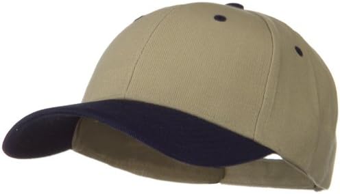 Two Tone Cotton Twill 5 Panel Mesh Back Cap - Navy Khaki at  display picture 1