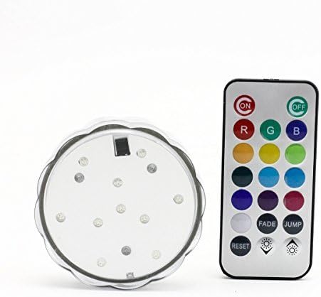 BZONE RGB Multicolor Submersible LED Light, Underwater Waterproof Battery Powered LED Accent Lights Landscape Lamp with Remote Control for Wedding Party Centerpiece Vase Bowl Fish Tank (Flat Mirror)