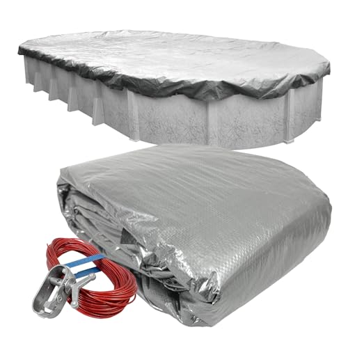 Robelle 551840-4-ROB Winter Oval Above-Ground Pool Cover, 18 x 40-ft, 03 - Dura-Guard Silver